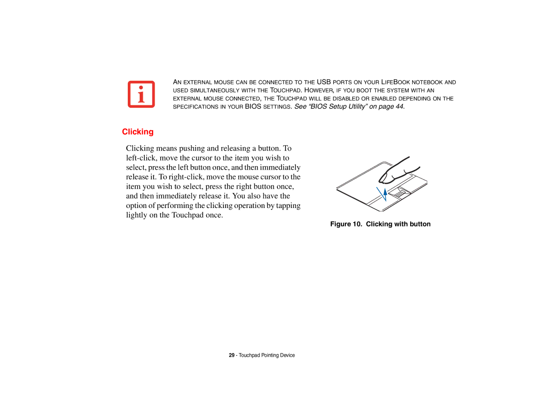 Fujitsu Siemens Computers N6470 manual Clicking with button 