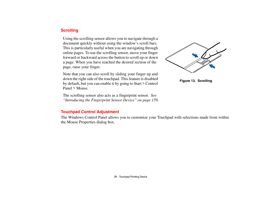 Fujitsu Siemens Computers N6470 manual Scrolling, Touchpad Control Adjustment 