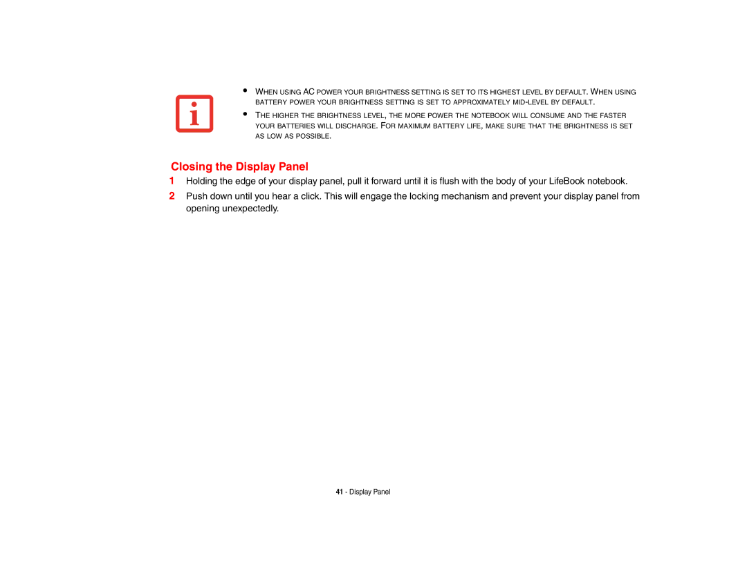 Fujitsu Siemens Computers N6470 manual Closing the Display Panel 