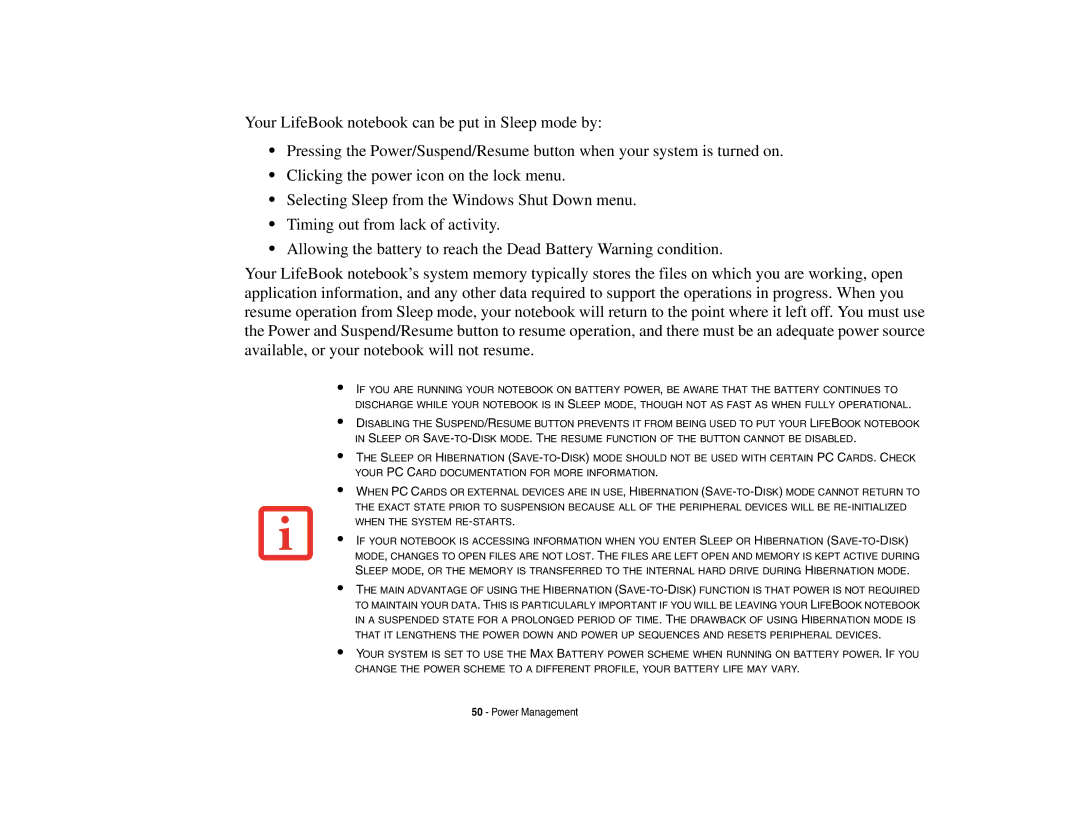 Fujitsu Siemens Computers N6470 manual Power Management 