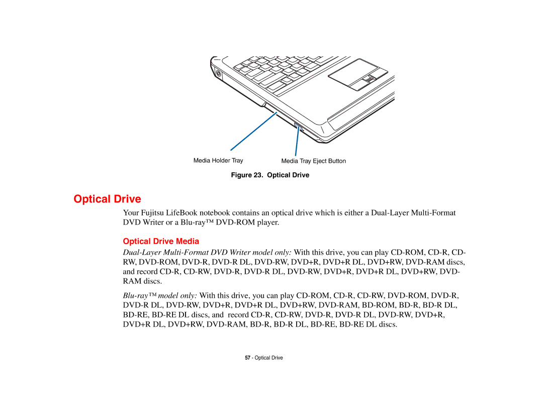 Fujitsu Siemens Computers N6470 manual Optical Drive Media 