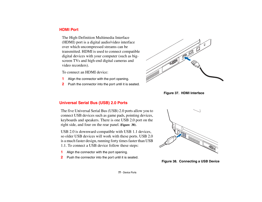 Fujitsu Siemens Computers N6470 manual Hdmi Port, Universal Serial Bus USB 2.0 Ports 