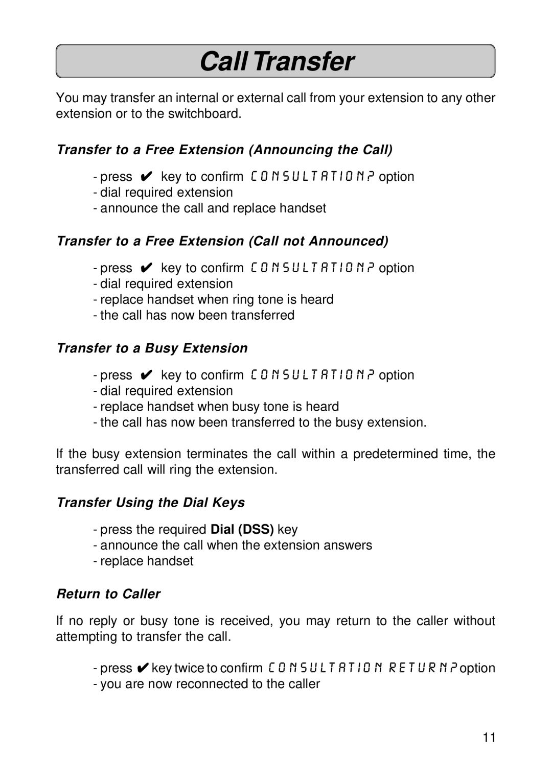 Fujitsu Siemens Computers OPTISET E ADVANCE PLUS, OPTISET E MEMORY manual Call Transfer 