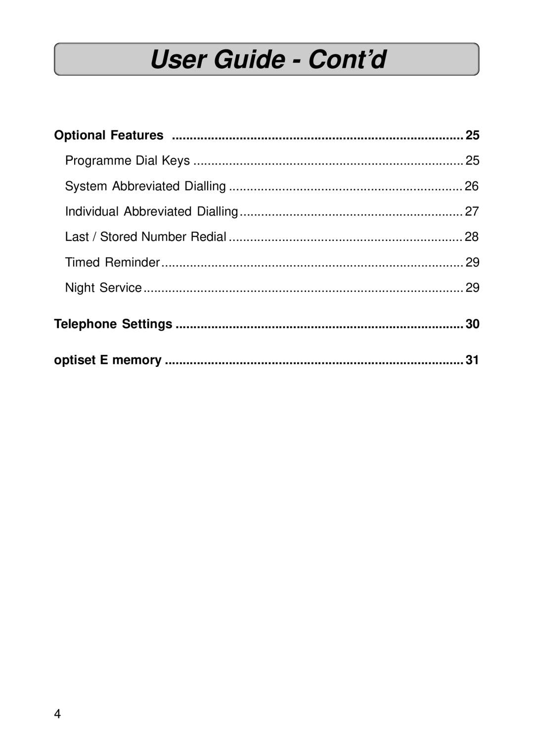 Fujitsu Siemens Computers OPTISET E MEMORY, OPTISET E ADVANCE PLUS manual User Guide Cont’d, Individual Abbreviated Dialling 