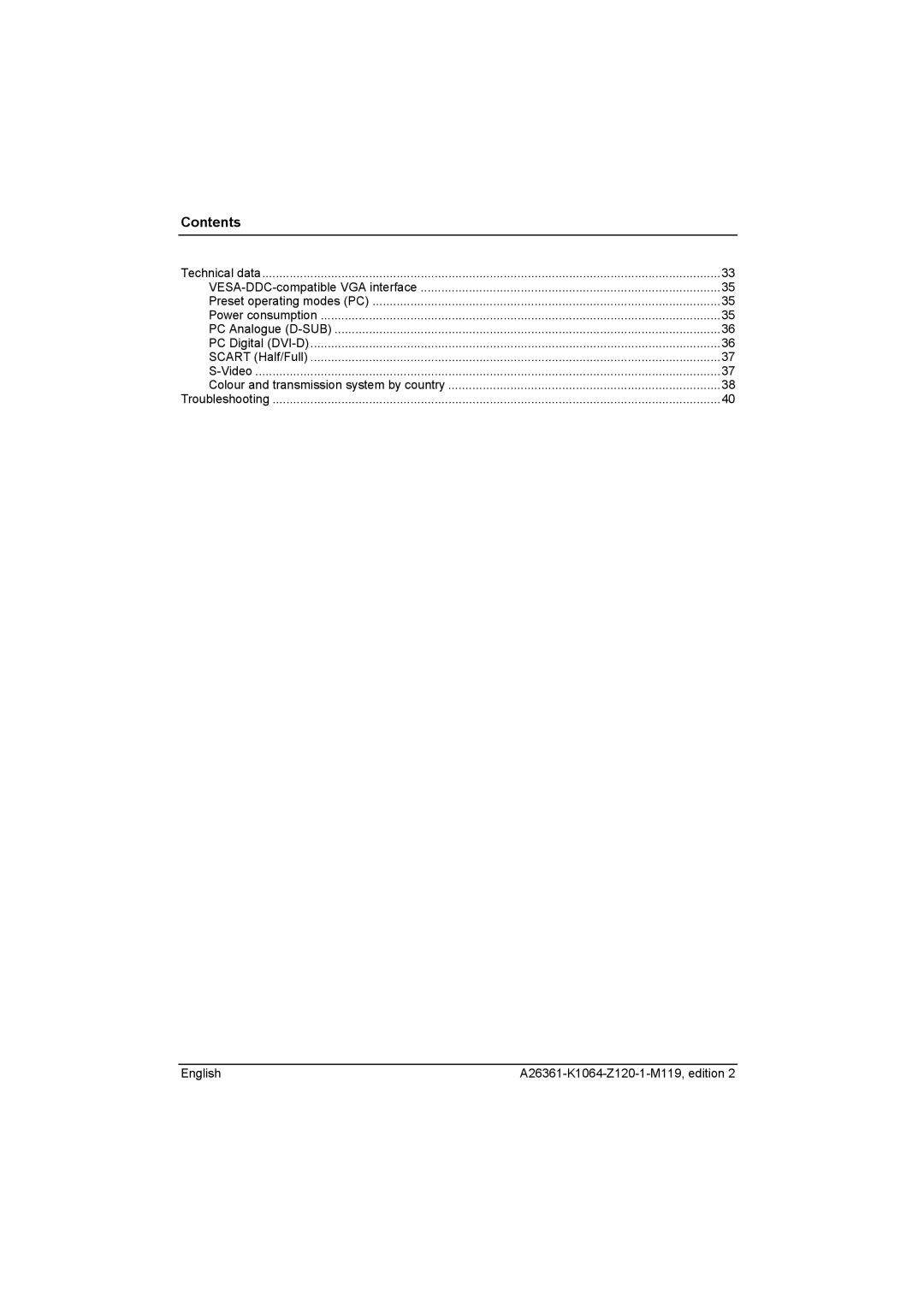 Fujitsu Siemens Computers P50-2H, P42-2H manual Contents 