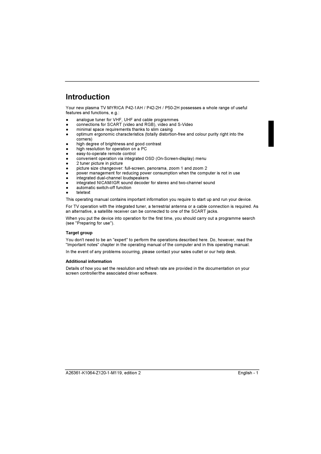 Fujitsu Siemens Computers P42-2H, P50-2H manual Introduction, Target group, Additional information 