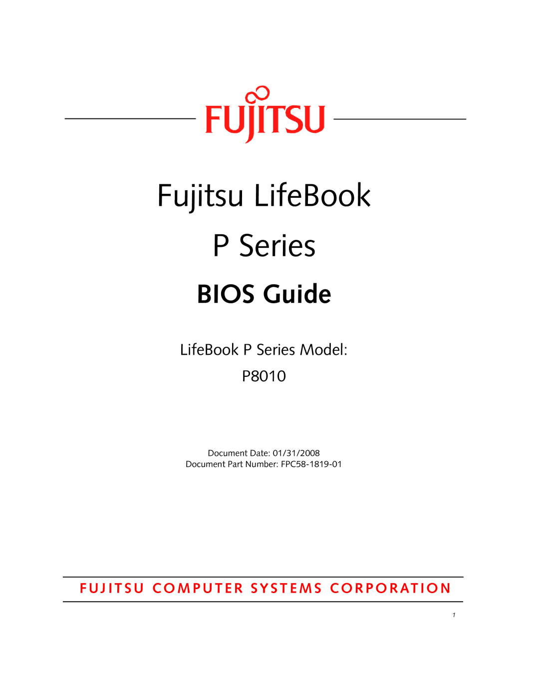 Fujitsu Siemens Computers P8010 manual Fujitsu LifeBook Series 