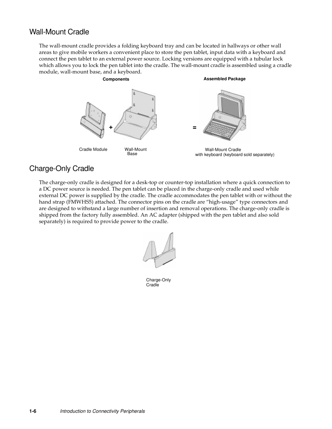 Fujitsu Siemens Computers Point 500, Point 1600 manual Wall-Mount Cradle, Charge-Only Cradle 