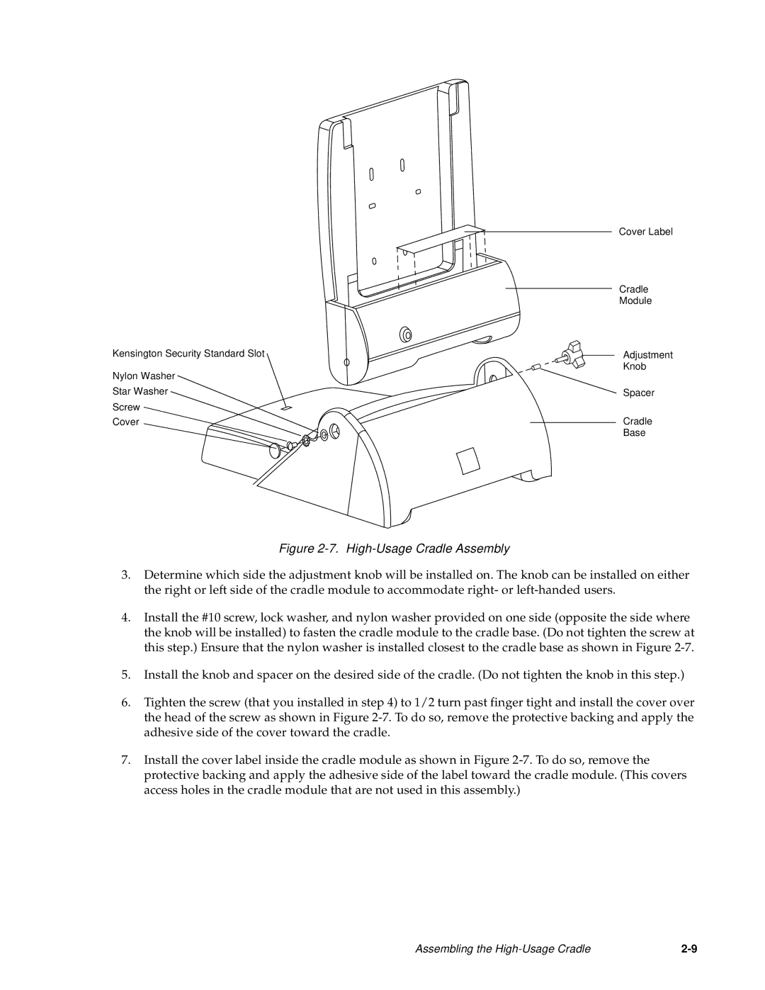 Fujitsu Siemens Computers Point 1600, Point 500 manual High-Usage Cradle Assembly 