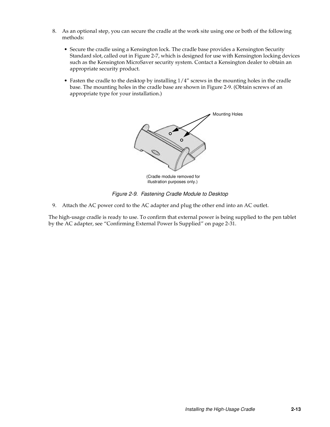 Fujitsu Siemens Computers Point 1600, Point 500 manual Fastening Cradle Module to Desktop 