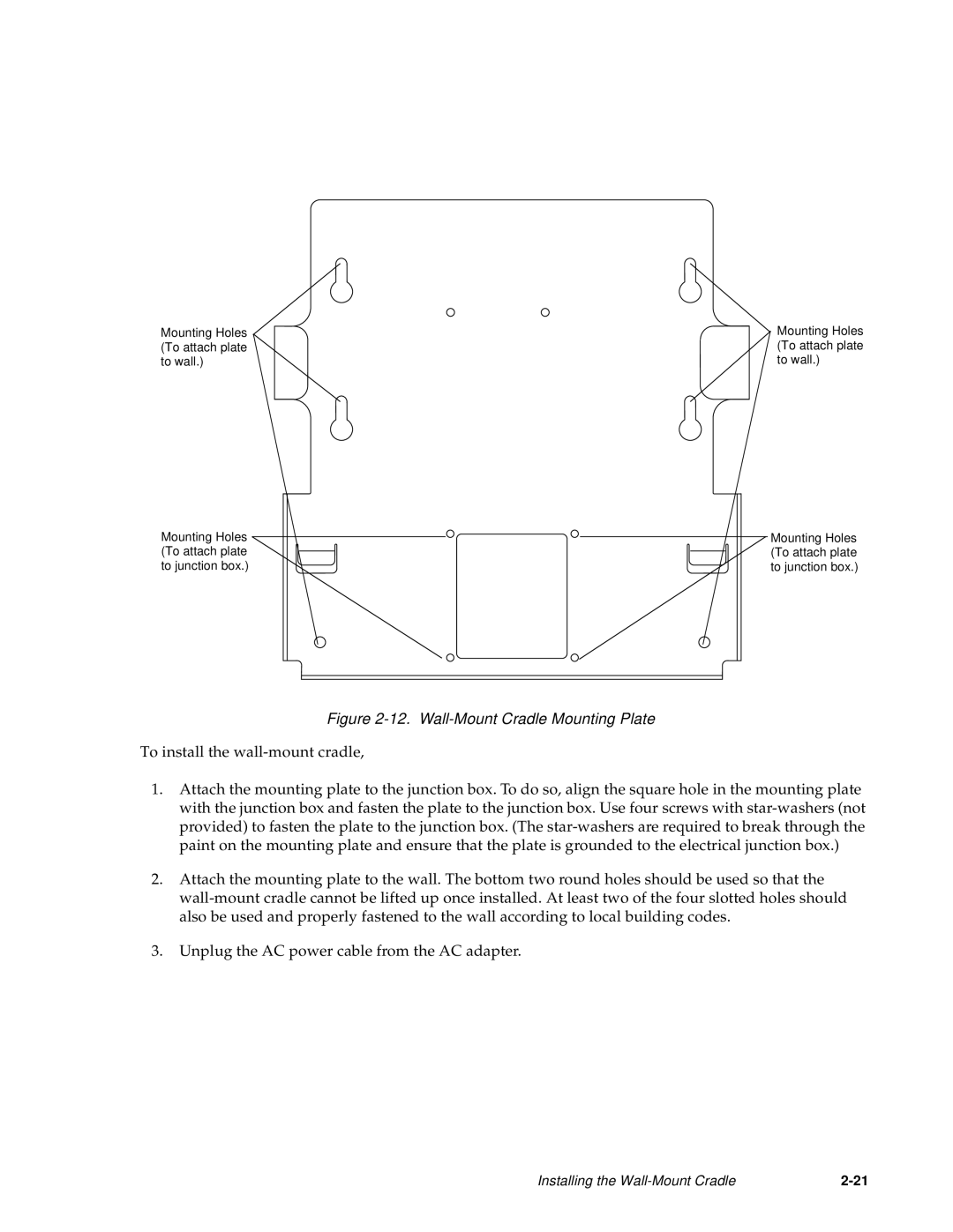 Fujitsu Siemens Computers Point 1600, Point 500 manual Wall-Mount Cradle Mounting Plate 