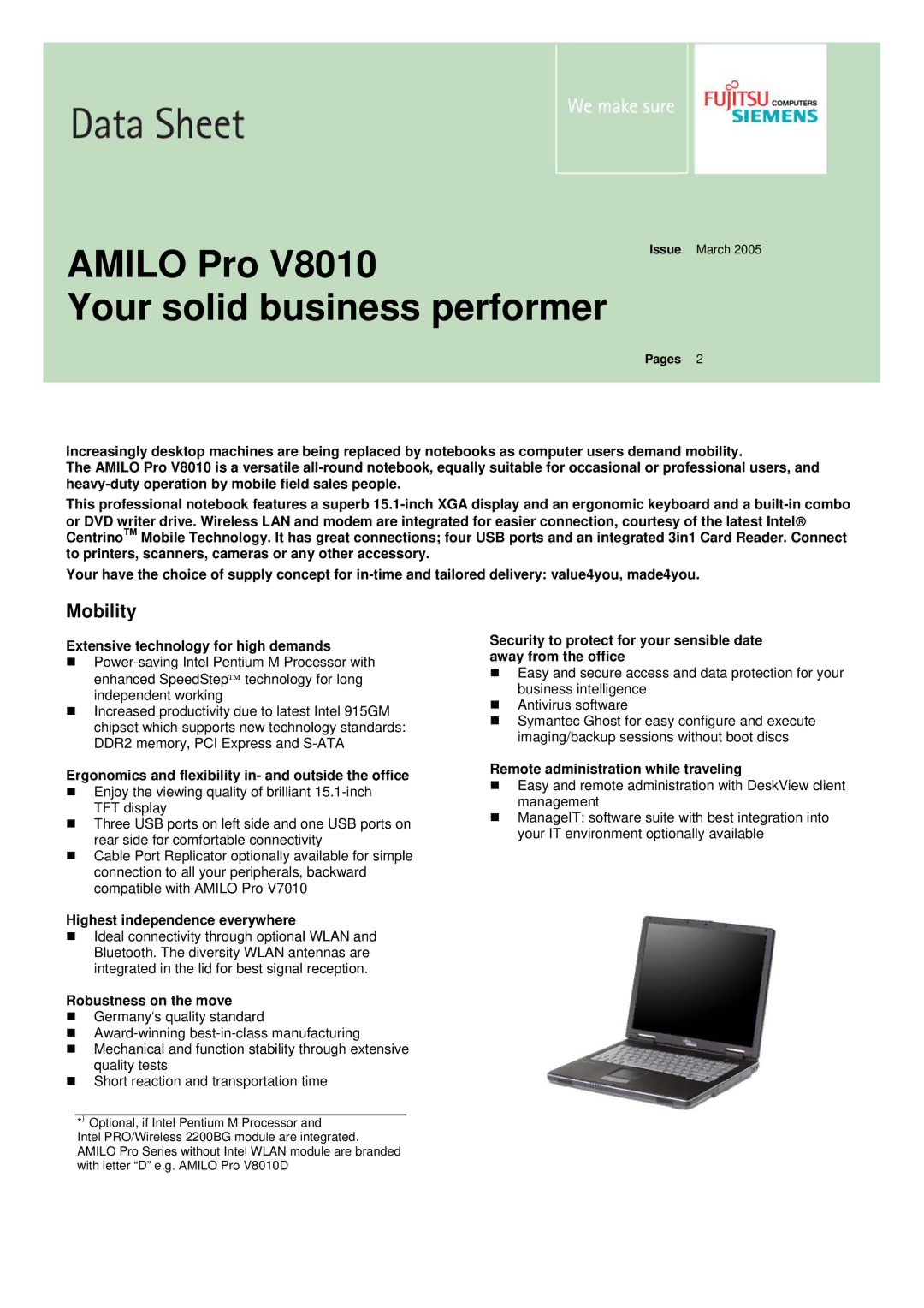 Fujitsu Siemens Computers Pro V8010 manual Extensive technology for high demands, Highest independence everywhere 