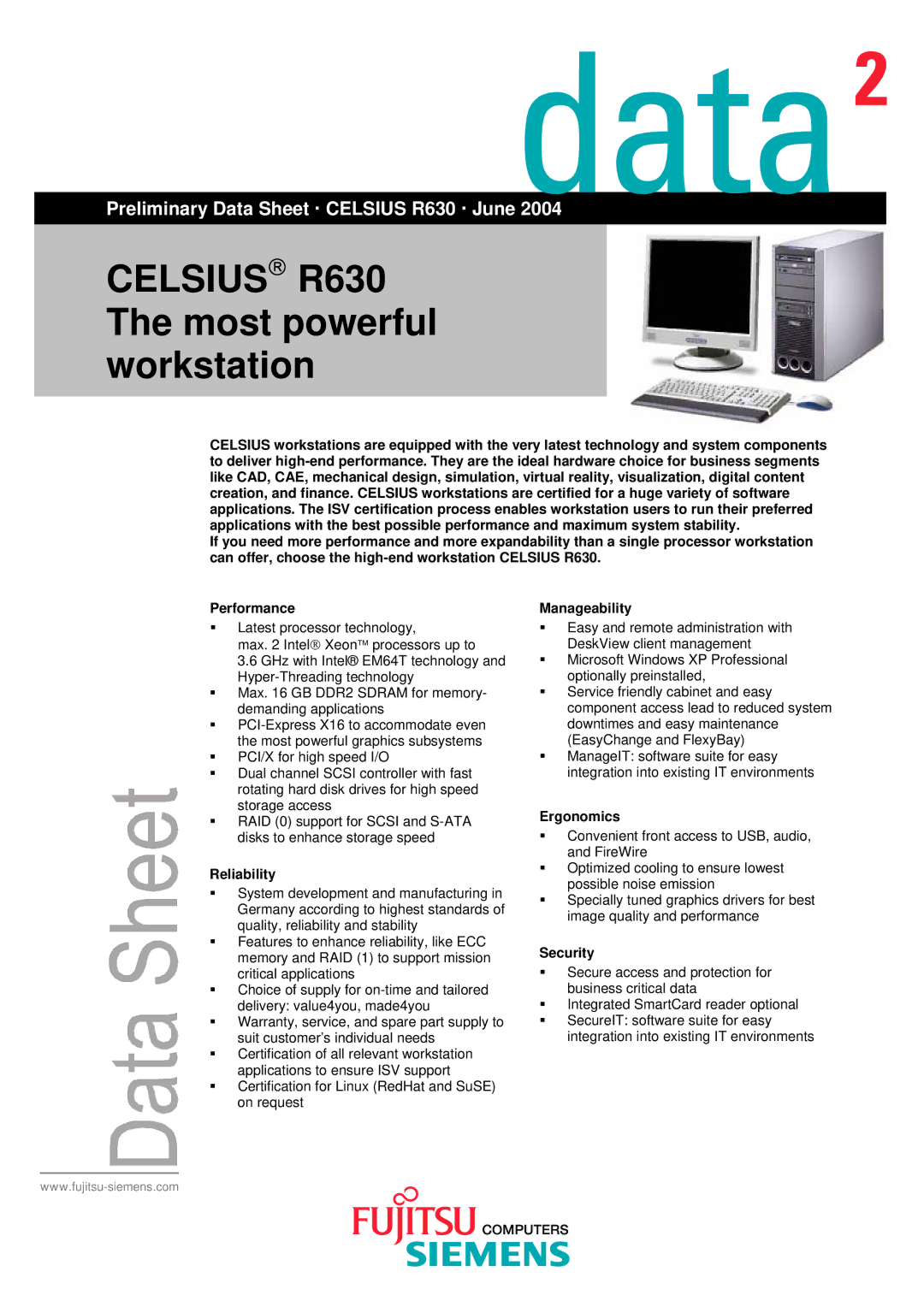 Fujitsu Siemens Computers R630 warranty Reliability, Manageability, Ergonomics, Security 