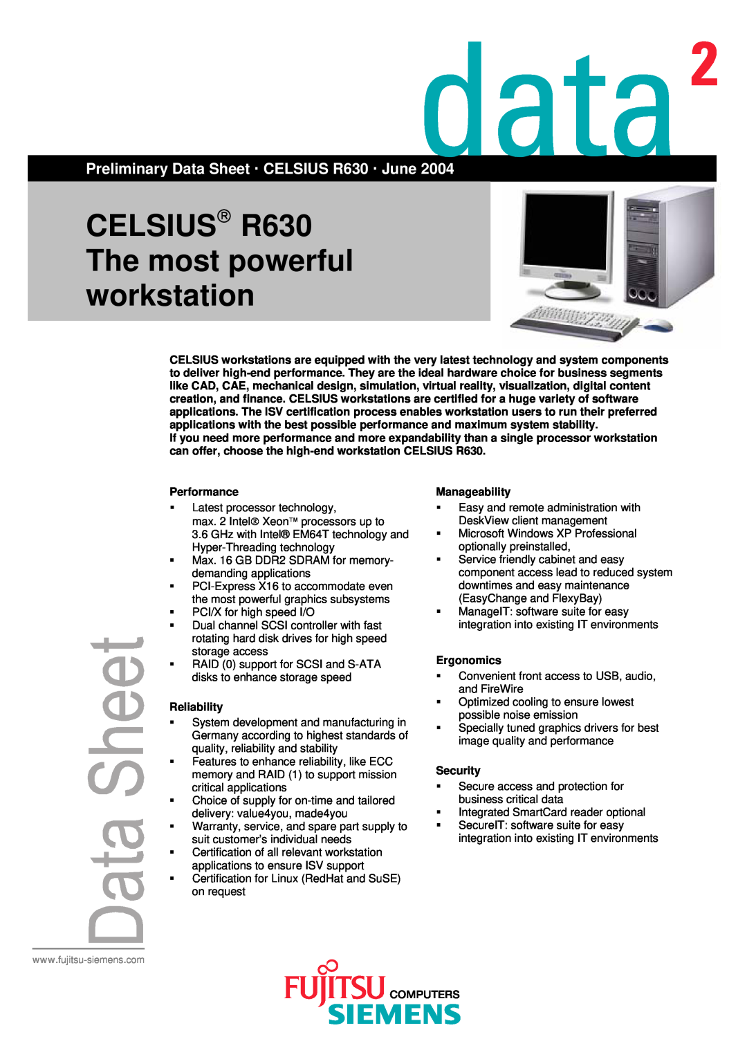 Fujitsu Siemens Computers warranty CELSIUS R630 The most powerful workstation 