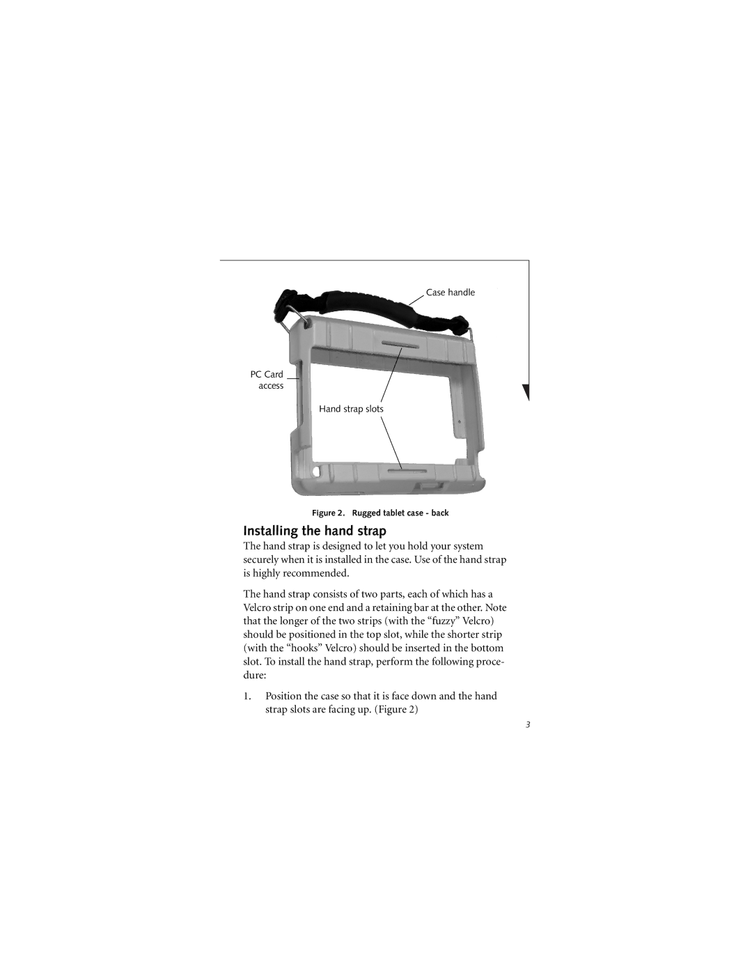 Fujitsu Siemens Computers Rugged Tablet Case manual Installing the hand strap, Rugged tablet case back 