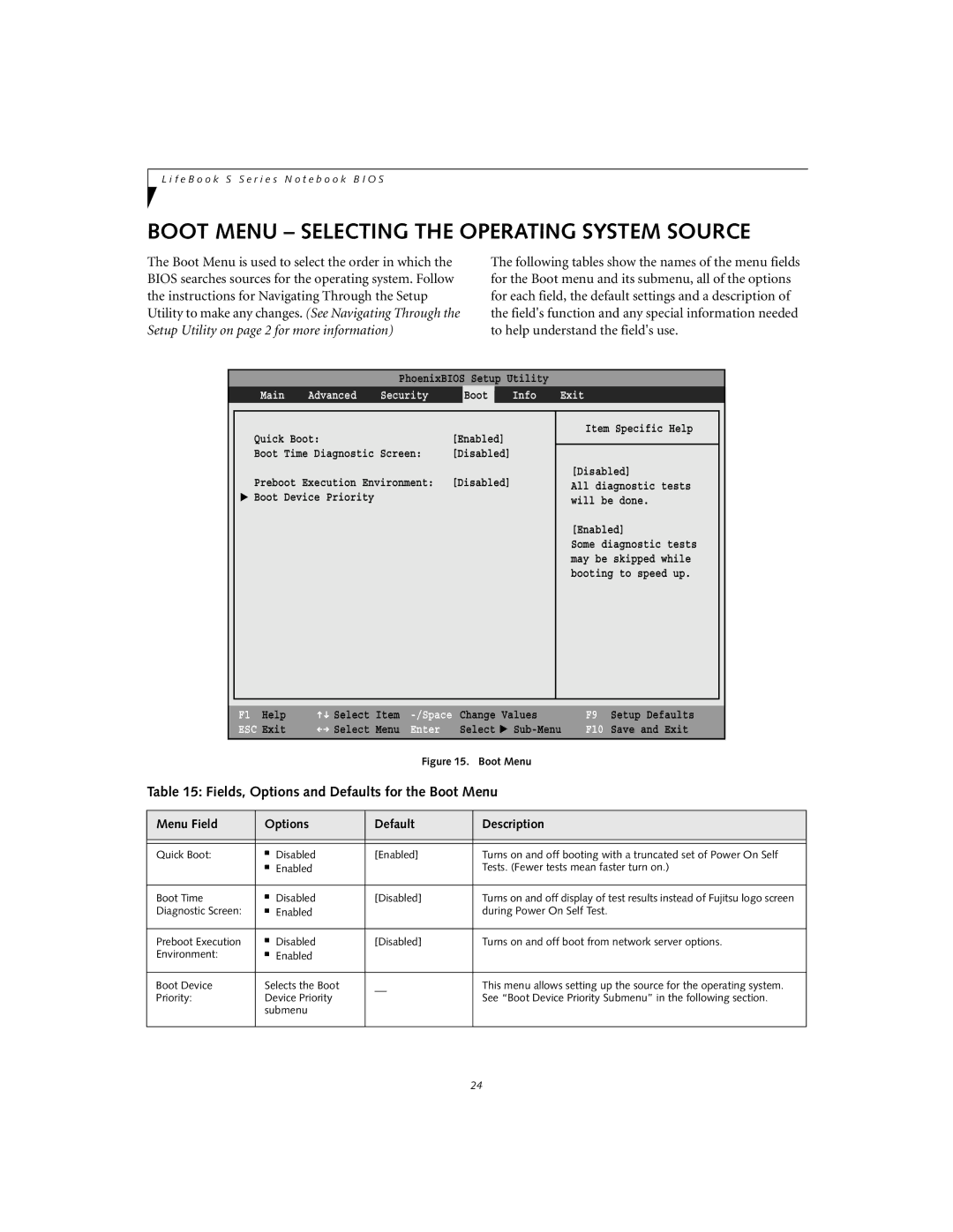 Fujitsu Siemens Computers S2020 manual Boot Menu Selecting the Operating System Source 