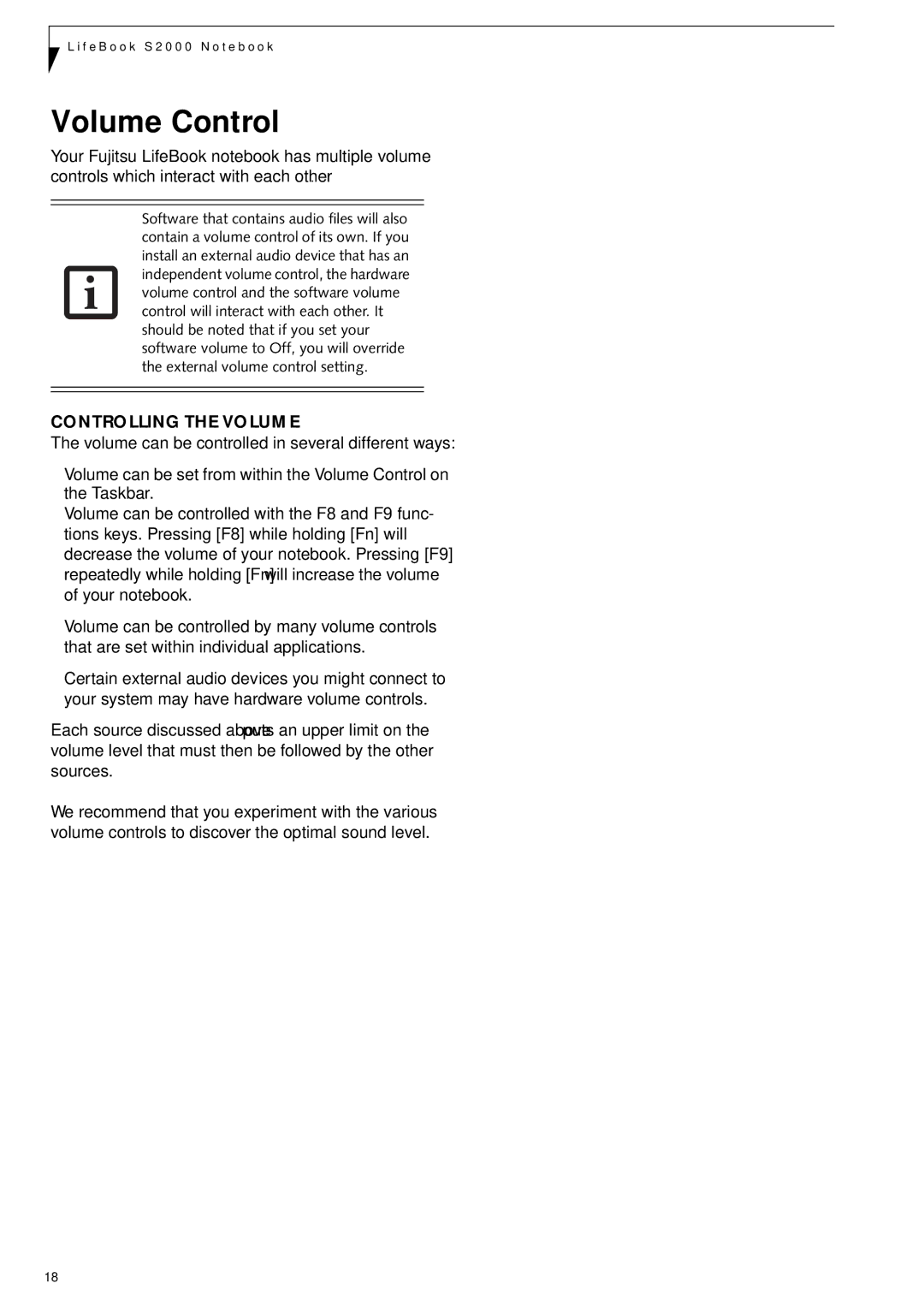 Fujitsu Siemens Computers S2210 manual Volume Control, Controlling the Volume 