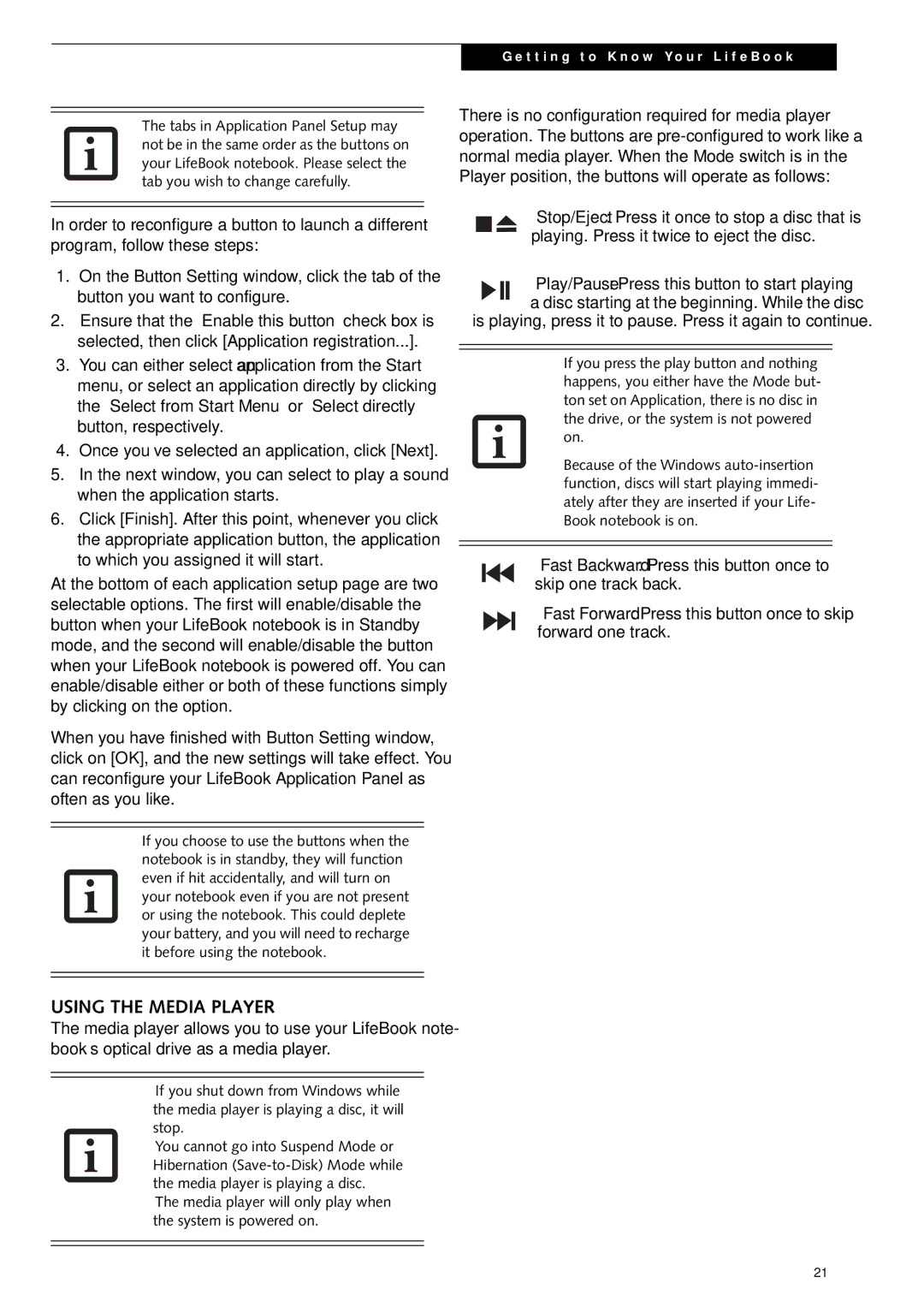 Fujitsu Siemens Computers S2210 manual Using the Media Player, Drive, or the system is not powered on 