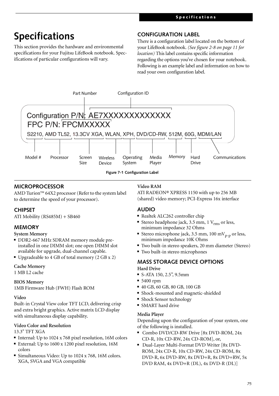 Fujitsu Siemens Computers S2210 manual Specifications 