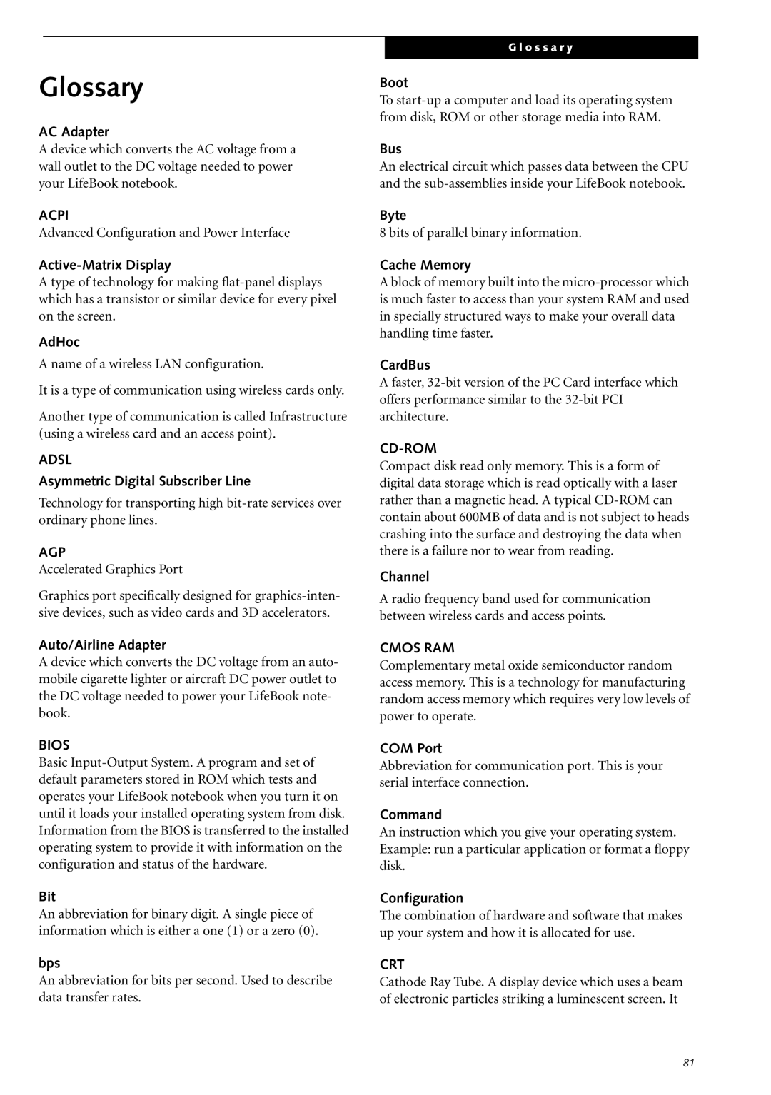 Fujitsu Siemens Computers S2210 manual Glossary 