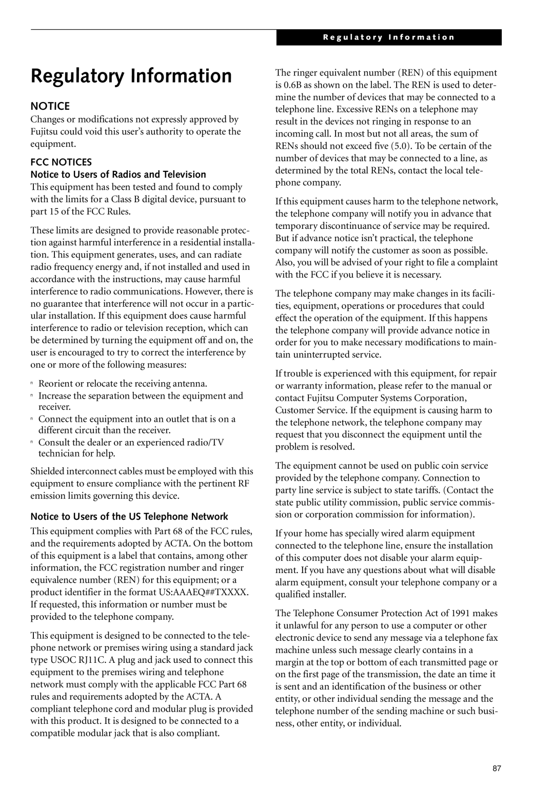 Fujitsu Siemens Computers S2210 manual Regulatory Information, FCC Notices 