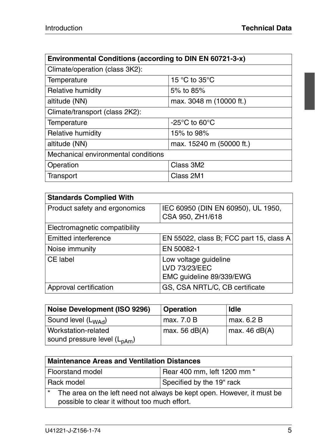 Fujitsu Siemens Computers S60 manual Environmental Conditions according to DIN EN, Standards Complied With 