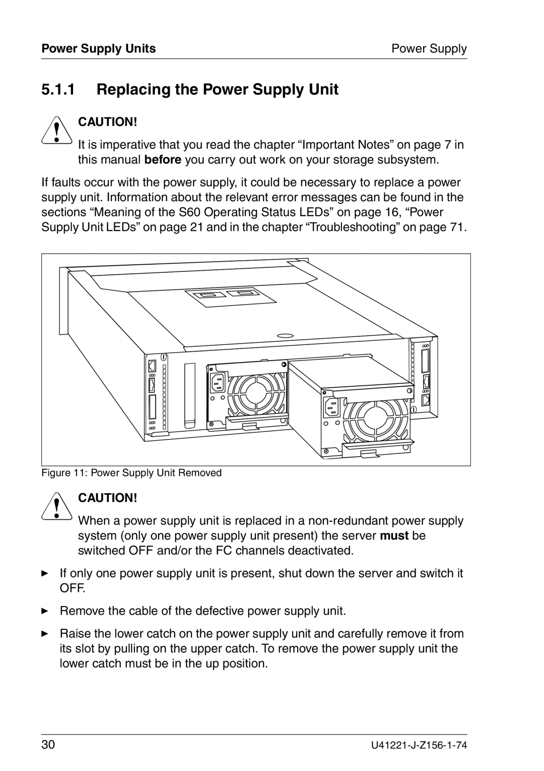 Fujitsu Siemens Computers S60 manual Replacing the Power Supply Unit, Power Supply Units 