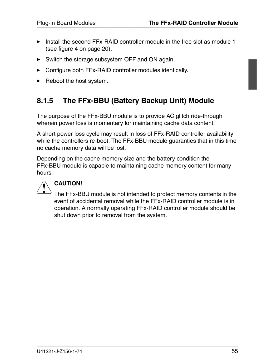 Fujitsu Siemens Computers S60 manual FFx-BBU Battery Backup Unit Module 