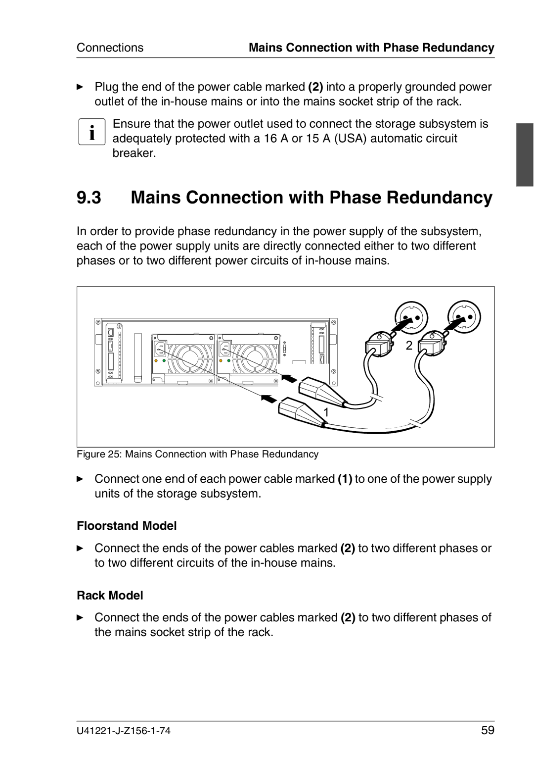 Fujitsu Siemens Computers S60 manual Mains Connection with Phase Redundancy 