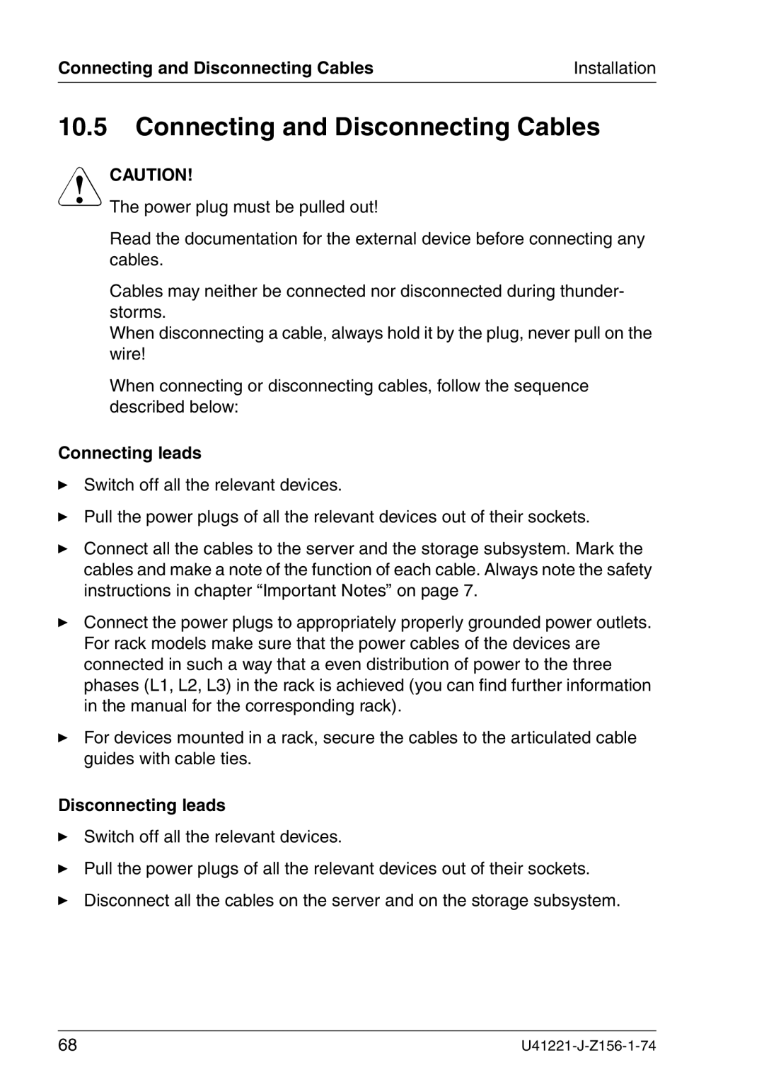 Fujitsu Siemens Computers S60 manual Connecting and Disconnecting Cables, Connecting leads, Disconnecting leads 