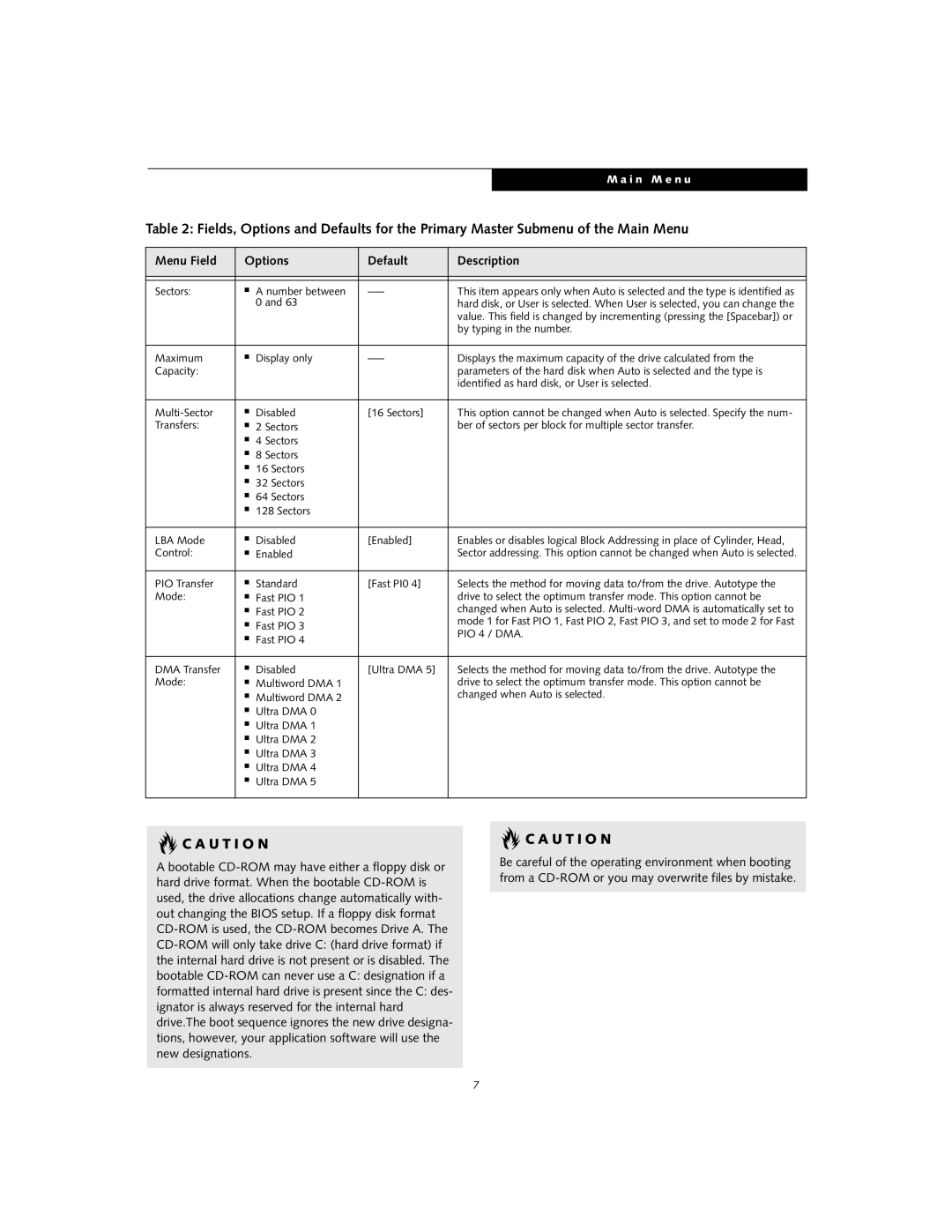 Fujitsu Siemens Computers S6010 manual U T I O N, Sectors Number between, By typing in the number, Control Enabled 