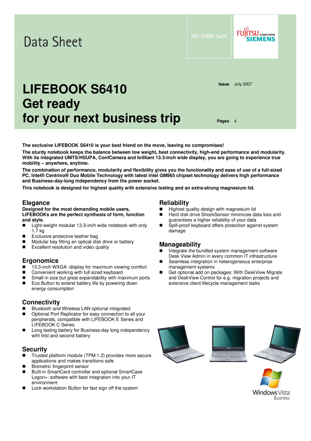 Fujitsu Siemens Computers manual Lifebook S6410 Get ready For your next business trip 