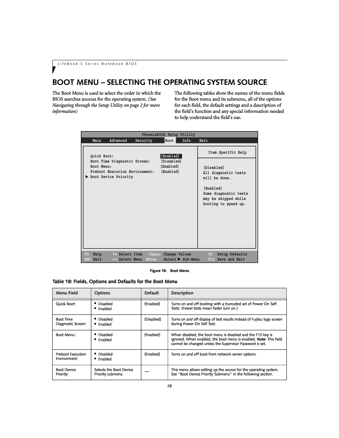 Fujitsu Siemens Computers S7110 manual Boot Menu - Selecting The Operating System Source 