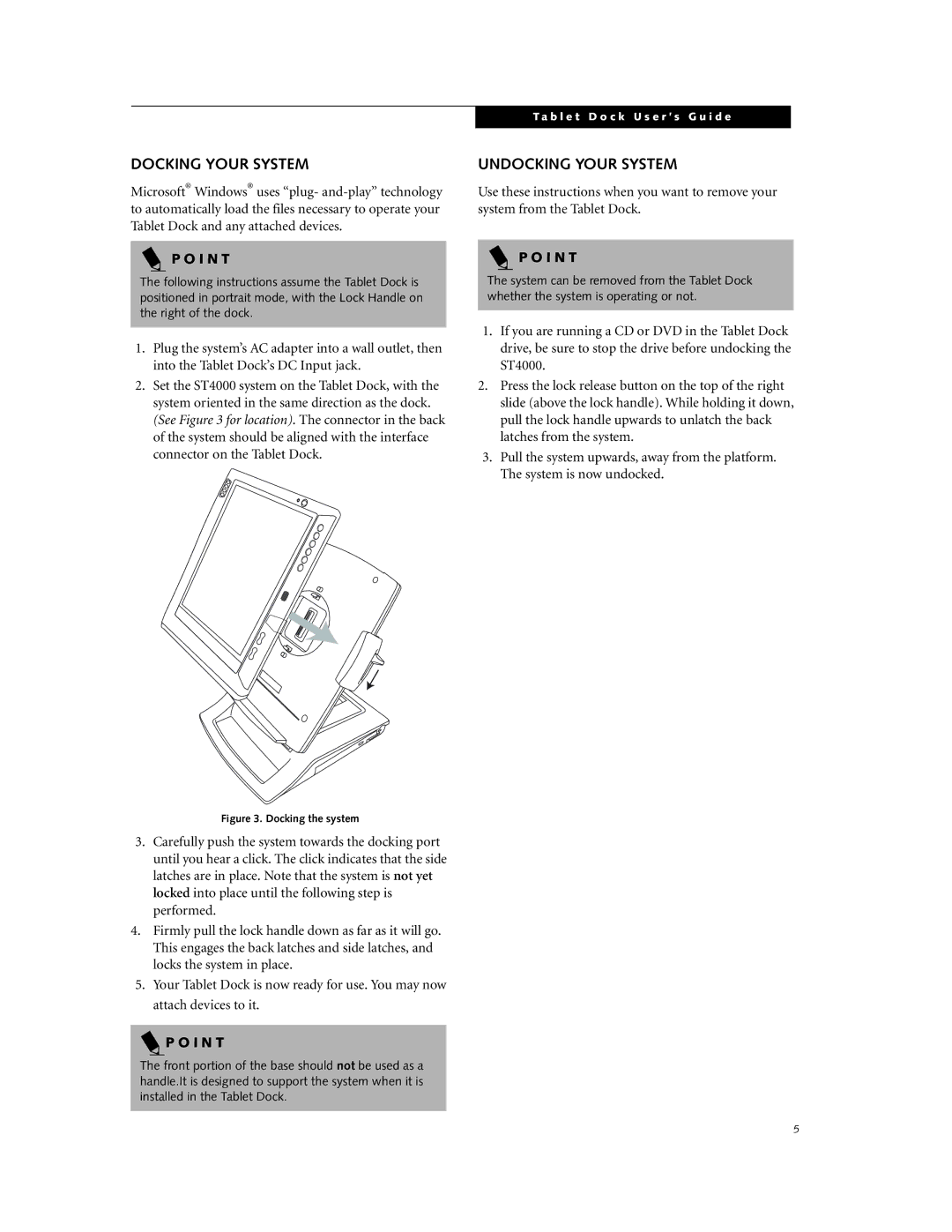 Fujitsu Siemens Computers ST4000 Series manual Docking Your System, Undocking Your System, I N T 