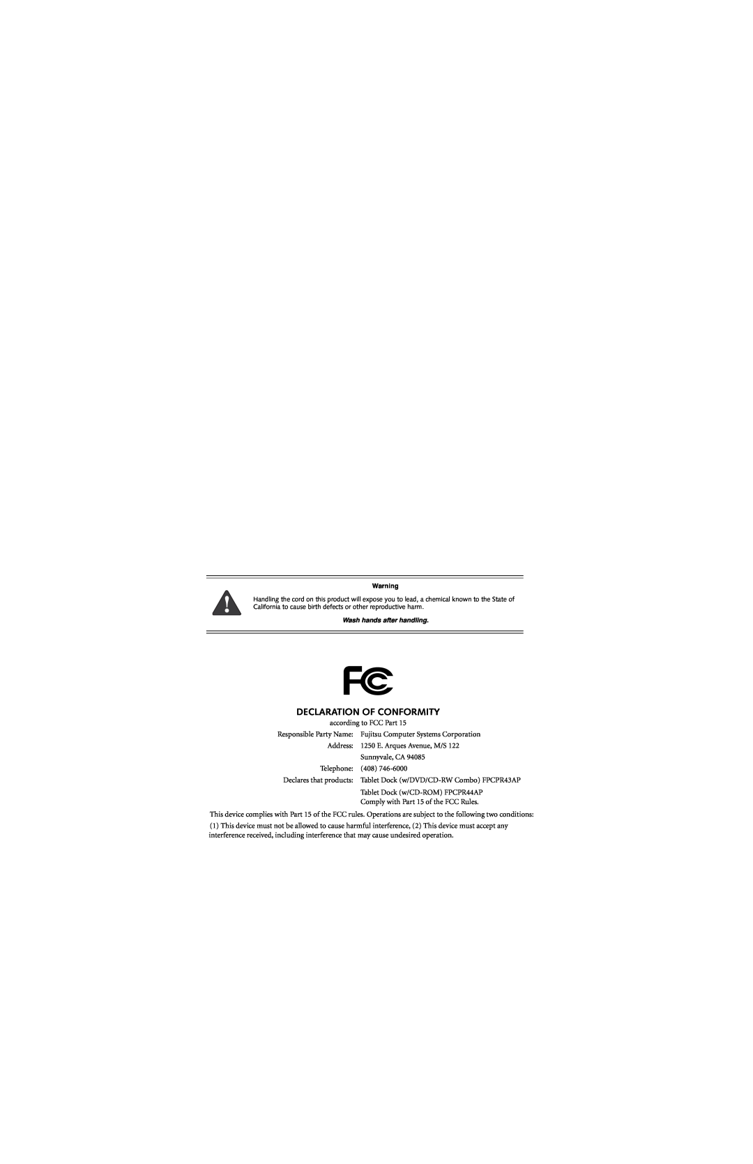 Fujitsu Siemens Computers Stylistic 5011D manual Declaration Of Conformity 