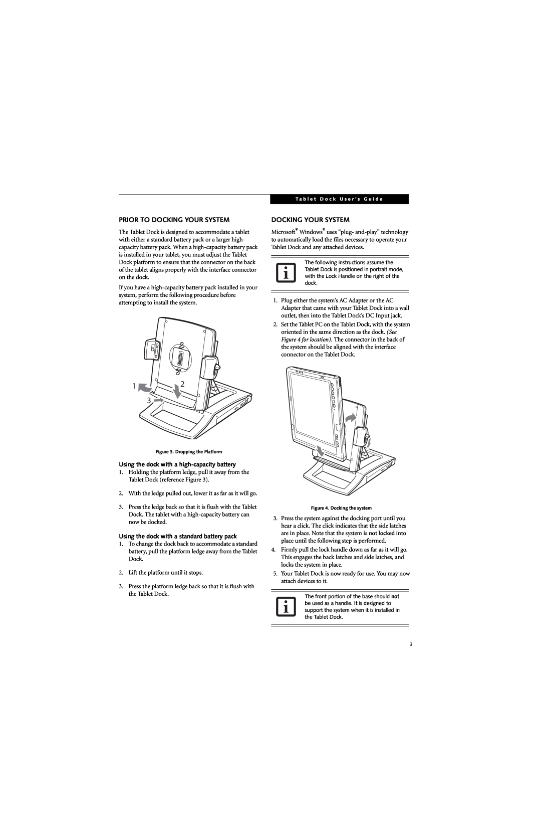 Fujitsu Siemens Computers Stylistic 5011D manual Prior To Docking Your System, Using the dock with a high-capacity battery 