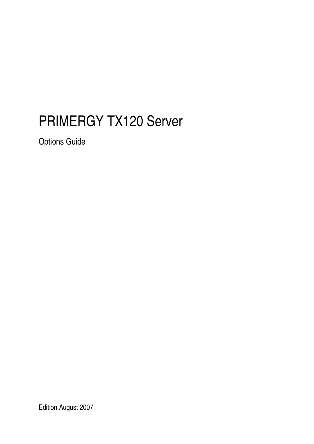 Fujitsu Siemens Computers manual Primergy TX120 Server 