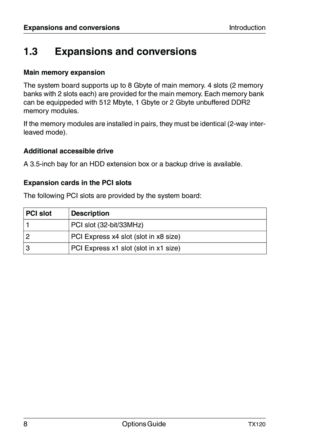 Fujitsu Siemens Computers TX120 manual Expansions and conversions 