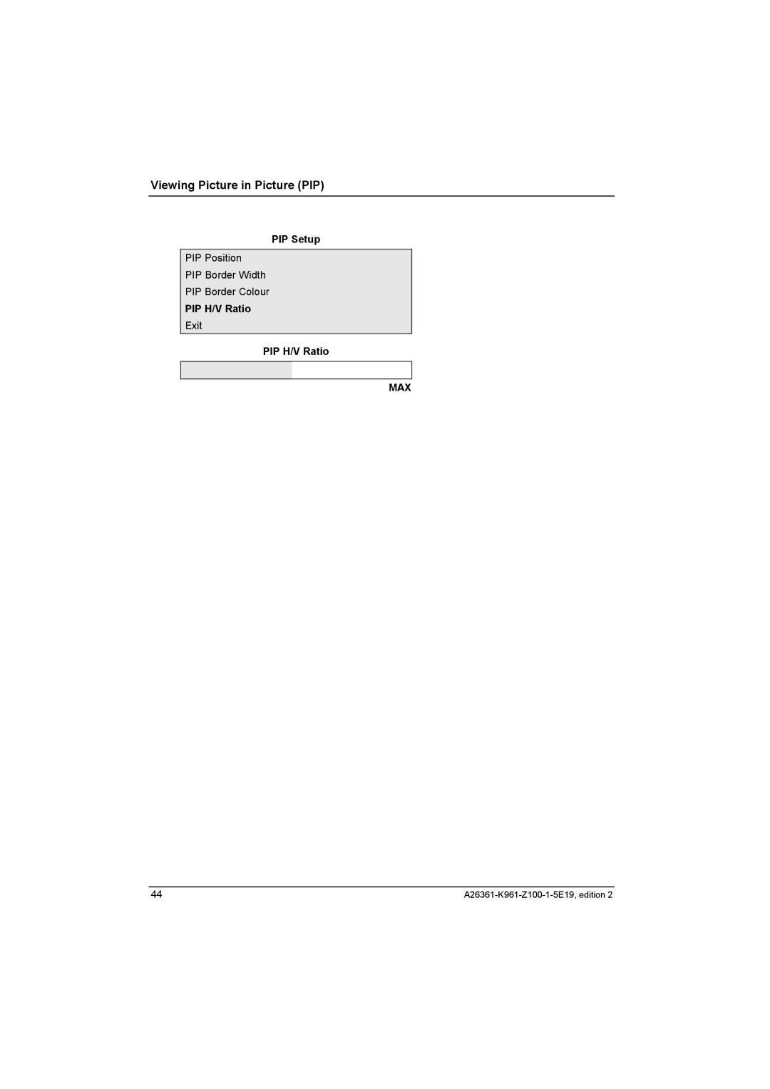 Fujitsu Siemens Computers V17-1 manual PIP H/V Ratio 