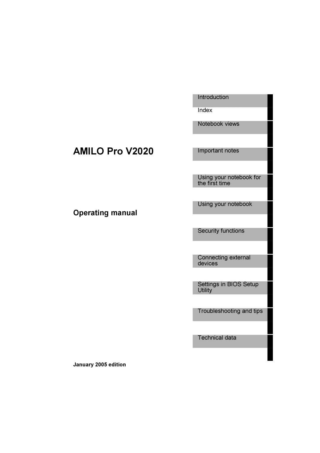 Fujitsu Siemens Computers V2020 Amilo Pro, Operating manual 