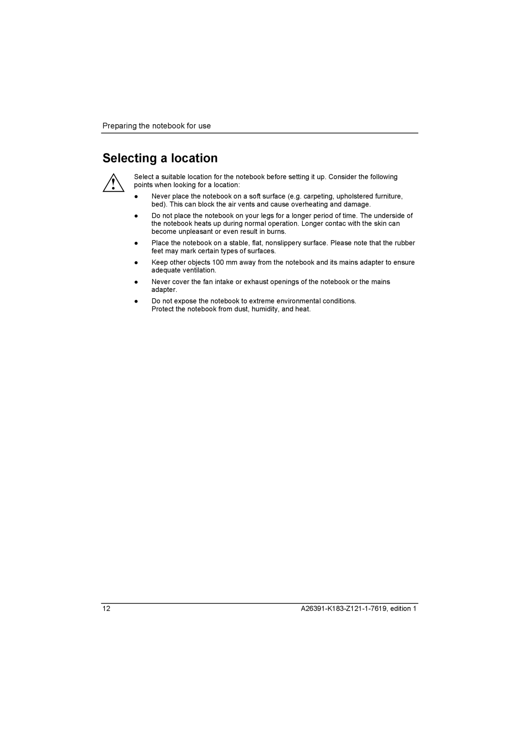 Fujitsu Siemens Computers V2035 manual Selecting a location 