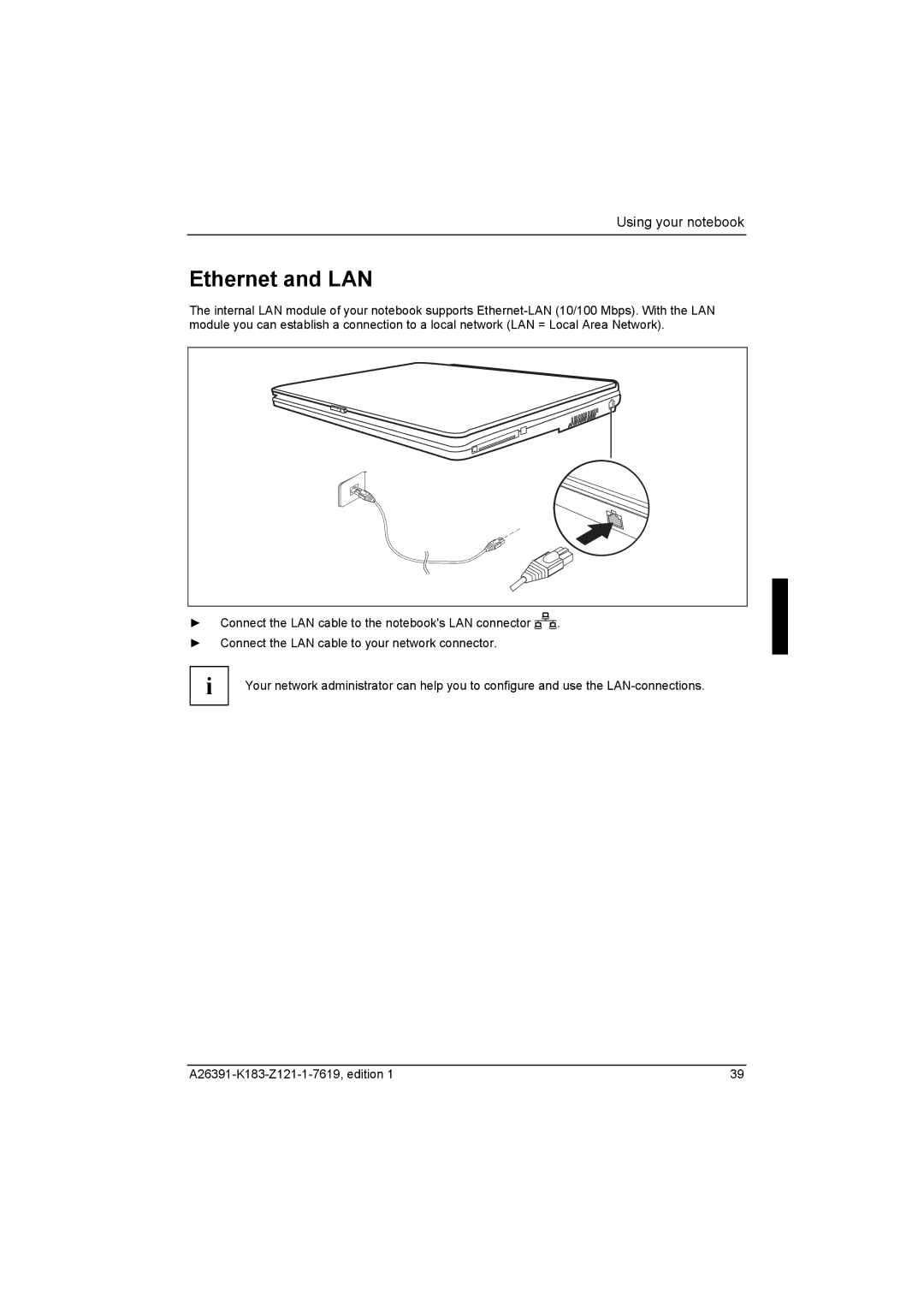 Fujitsu Siemens Computers V2035 manual Ethernet and LAN 