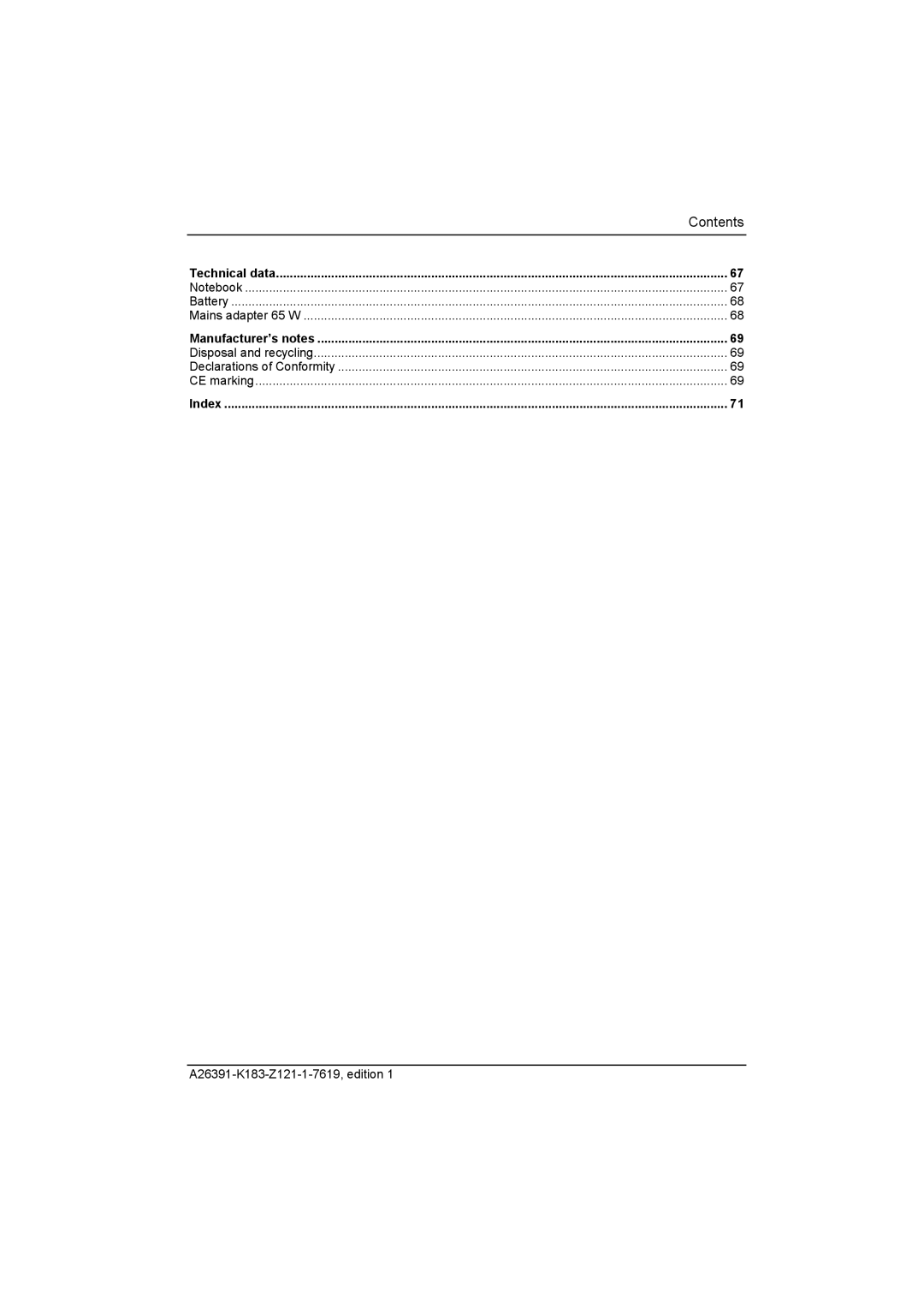 Fujitsu Siemens Computers V2035 manual Contents 