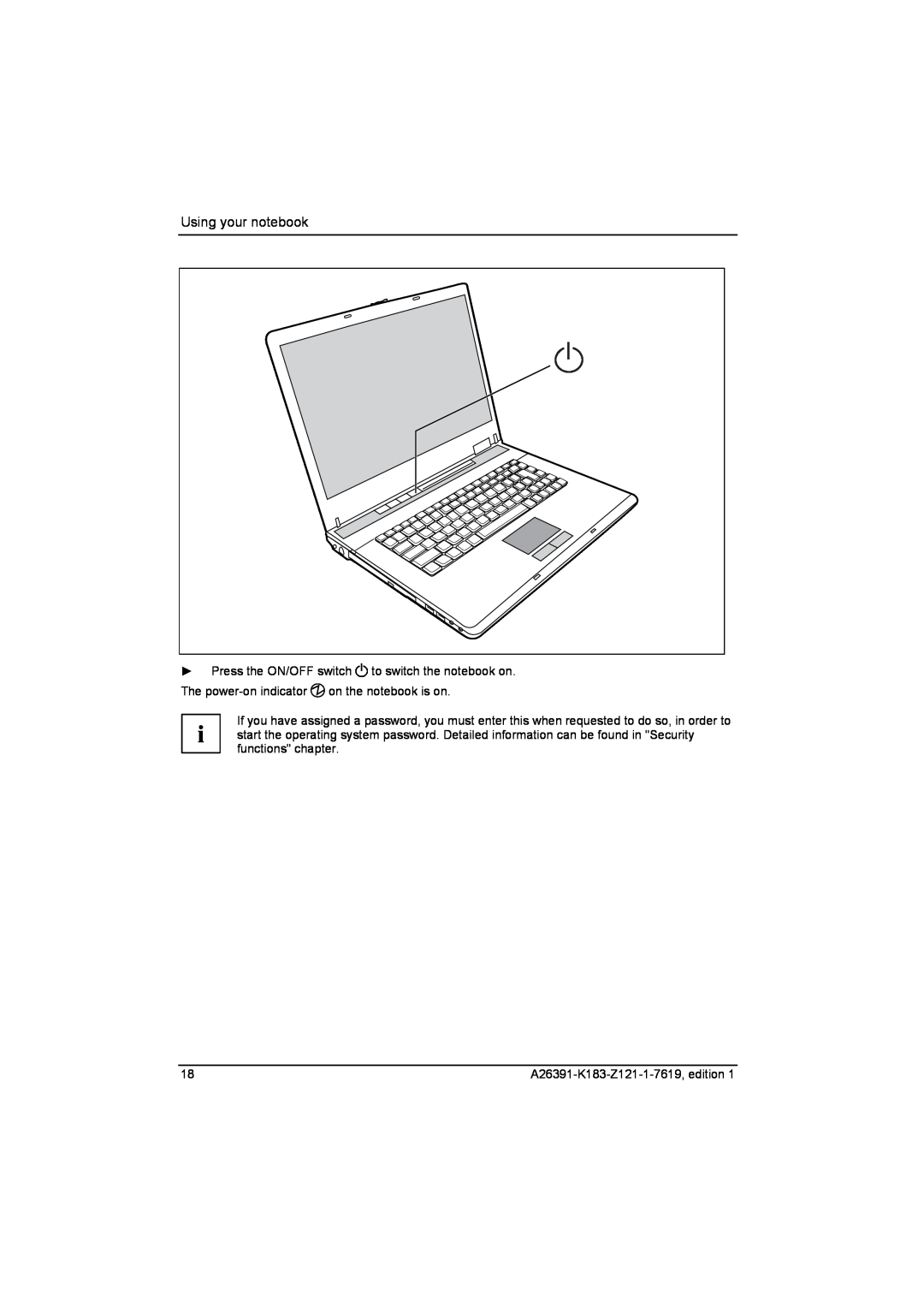 Fujitsu Siemens Computers V2035 manual Using your notebook 