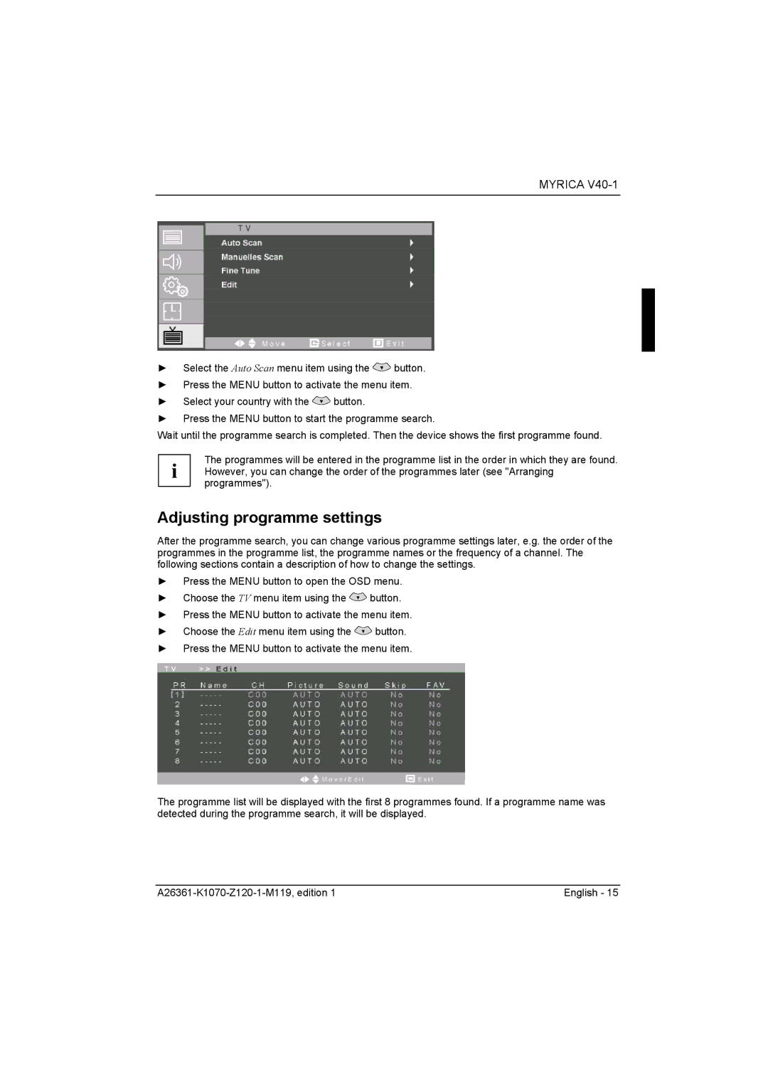 Fujitsu Siemens Computers V40-1 manual Adjusting programme settings 