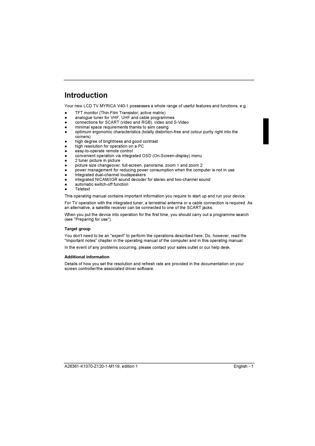 Fujitsu Siemens Computers V40-1 manual Introduction, Target group, Additional information 