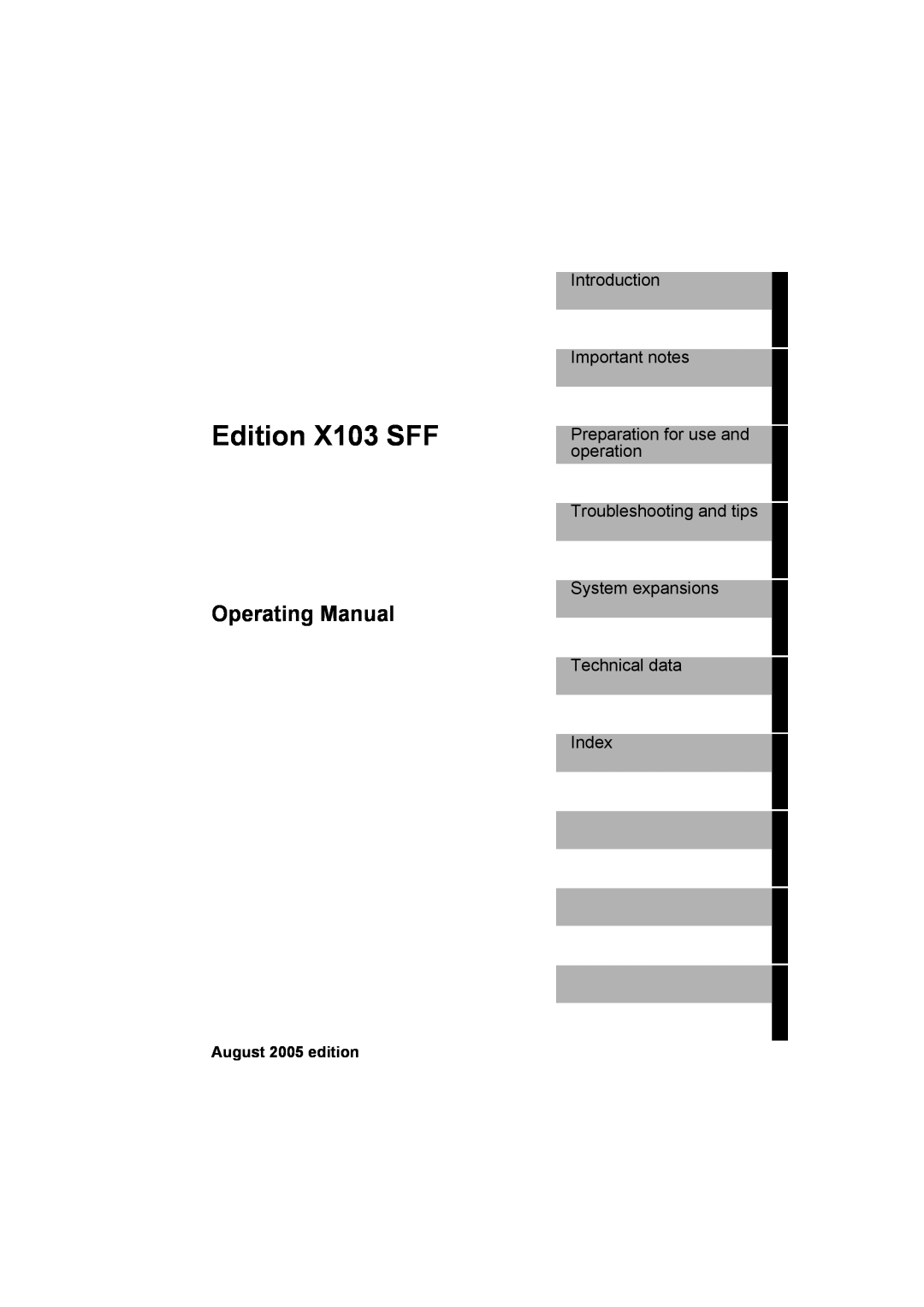 Fujitsu Siemens Computers manual Edition X103 SFF, Operating Manual, August 2005 edition 