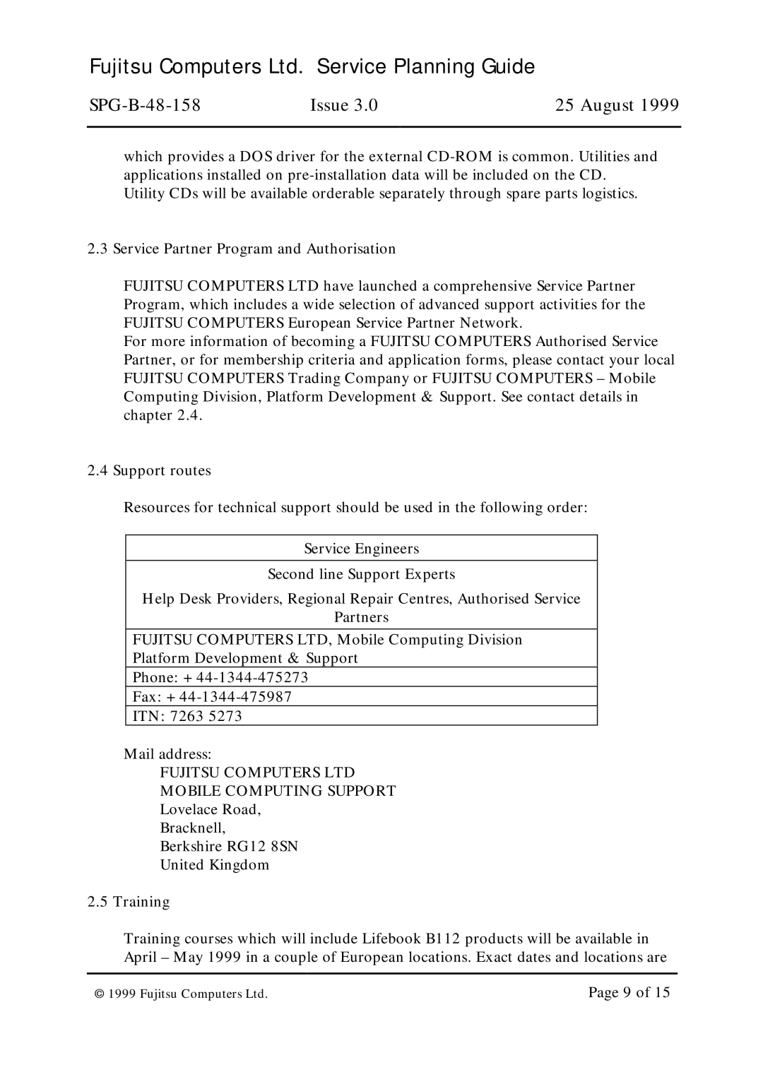 Fujitsu SPG-B-48-158 warranty Mobile Computing Support 