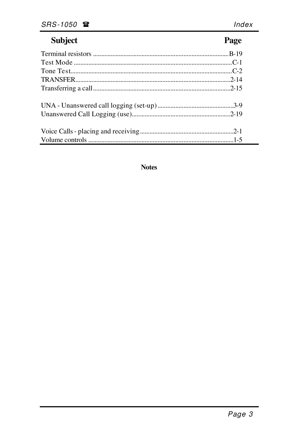 Fujitsu SRS-1050 manual SRS -1050 Index 