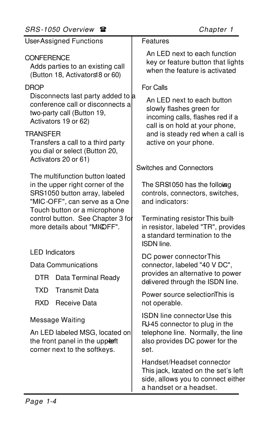 Fujitsu SRS-1050 manual LED Indicators, Switches and Connectors 